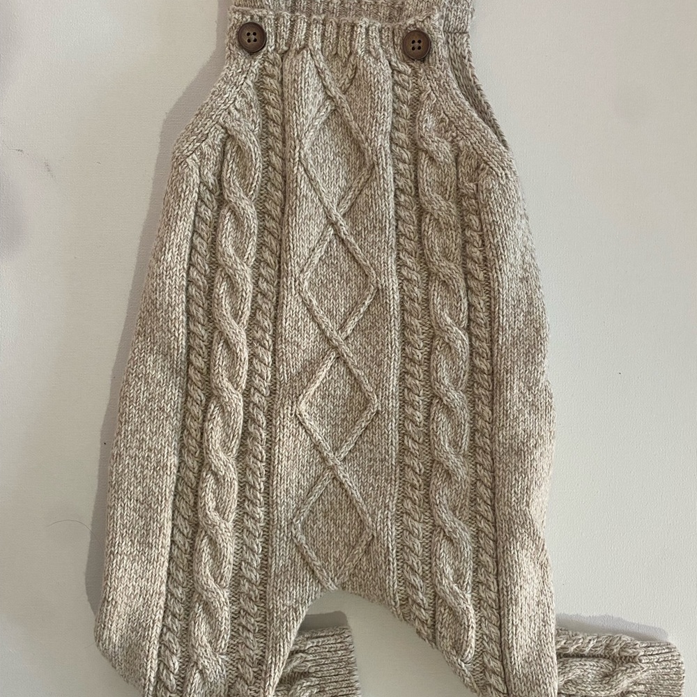 Cable Knit overalls in Cream